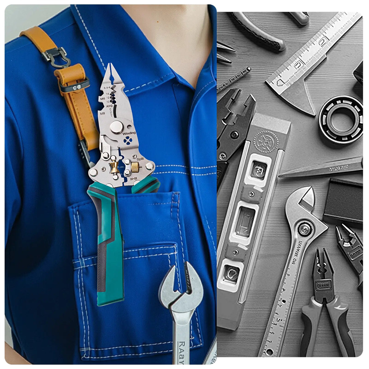 16 in 1 Wire Stripper Twister for Cutting and Pulling Wires,Cable Scissors,Voltage Tester Pliers, 12V to 250V Live,Null,Hot Wire Judgment AC DC, Audible and Flashing LED Alarms