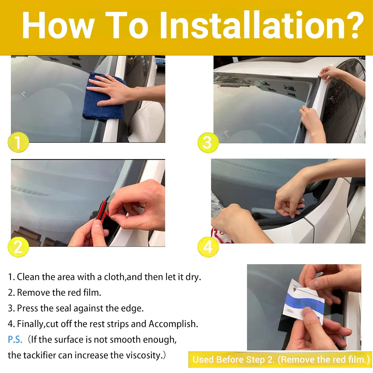 Car Windshield Rubber Seal, Car Windshield Seal Strip, Universal Car Window Seal, Car Exterior Accessories for Car Roof Windshield,Easy to Install,Water leakage prevention